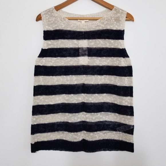 Eileen Fisher Tops - NWT Eileen‎ Fisher Petite Striped Sleeveless Knit Top Organic Linen Cotton Sz PM